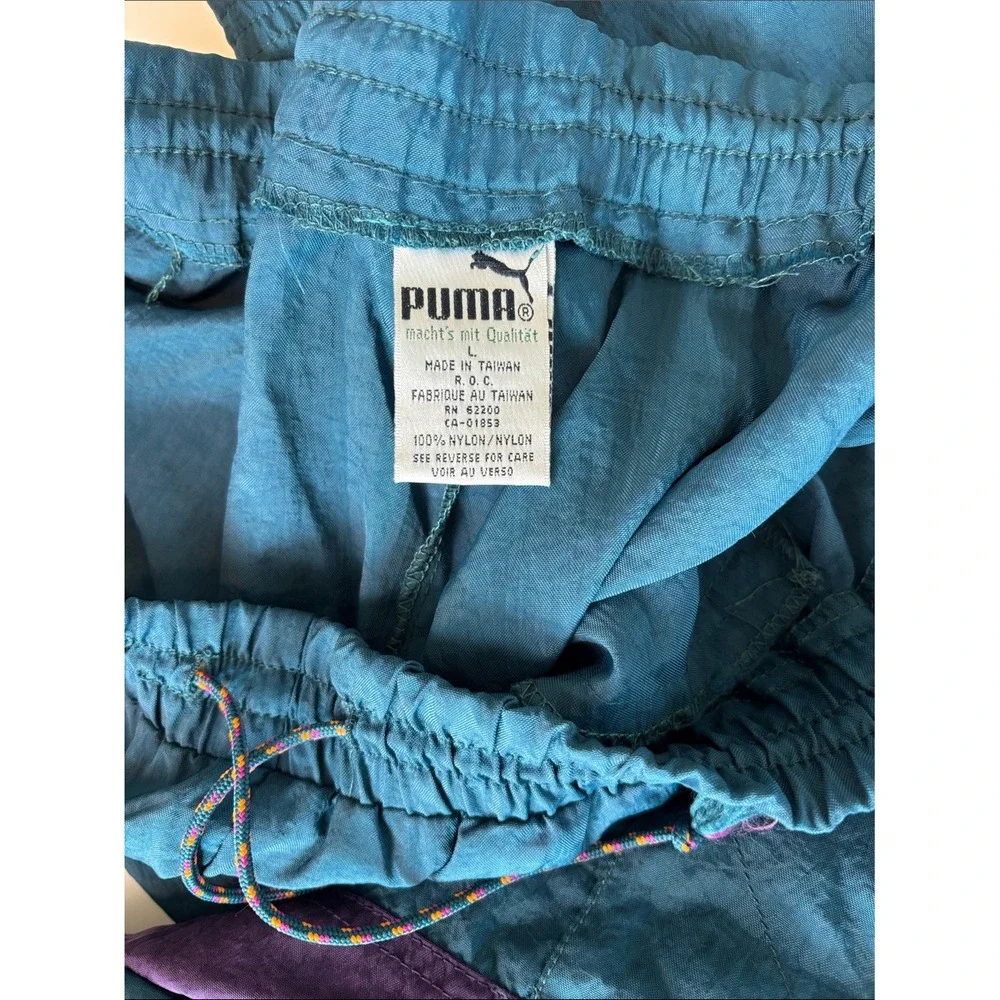 Puma Tracksuit Teal Purple Orange Unisex Large Vintage 90s Colorblock 2pc Set‎